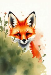 Obraz premium Majestic Red Fox in Watercolor Style Wildlife Art Print