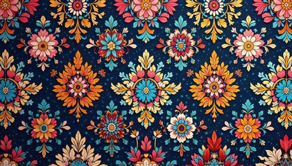 Intricate floral damask textile design, repeating seamlessly , luxury, background