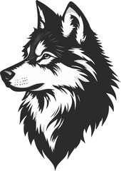 Illustrated Wolf Face with Sharp Features