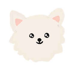 흰색 폼피츠 강아지 얼굴 손그림
