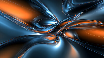 Abstract Flowing Blue and Orange Digital Art Background Design