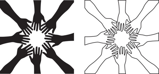 Hands Together Unity and Solidarity Icons Vector Illustration