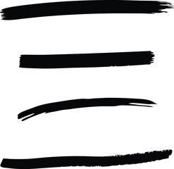 Set of black and white paint brushes, Collection of vector paint bold brush strokes, hand drawn thick grunge lines and rectangle shapes.