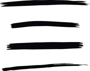 Set of black paint brushes, Flat Paint Brush Thin Full Background High Detail Abstract Vector Background Set