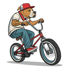 A cartoon Staffordshire Bull Terrier, grinning, drives a lowrider, chrome gleaming, hydraulics bouncing.  Detailed, vibrant colors, fun, expressive.