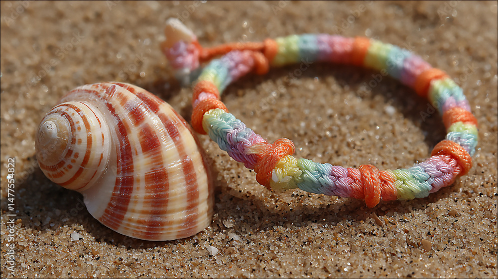 Poster beach style bracelet and anklet set made with seashells and strings.