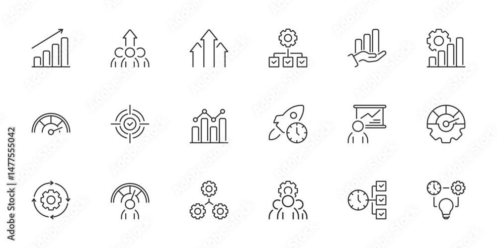 Poster this is a versatile and diverse collection of line icons that visually represent various concepts re