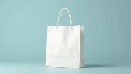 Single white cotton shopping bag, clean background, natural fiber, merchandise, gift bag