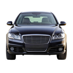 black Car Front View with Transparent Background