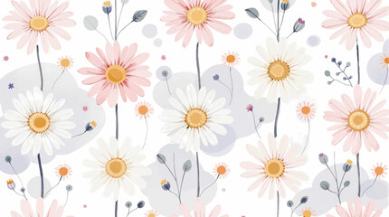 Watercolor hand drawn daisy floral bouquet background design
