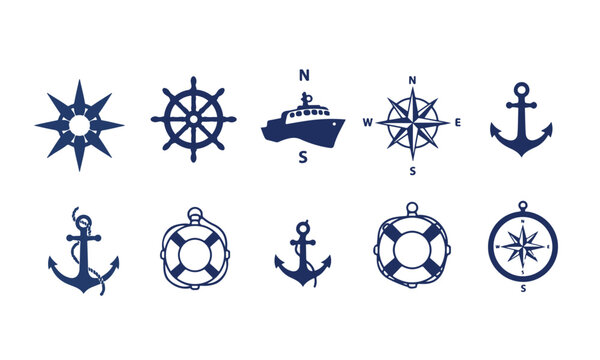 Nautical Classic Elements Icons Set