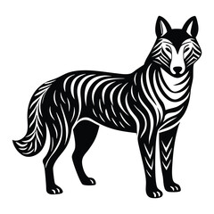Dingo silhouette line art vector illustration