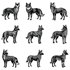 Obraz premium Dingo silhouette line art vector illustration