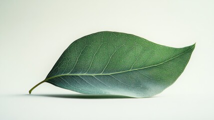 Obraz premium Single eucalyptus leaf isolated on white background with sharp focus clean natural stock photography botanical concept