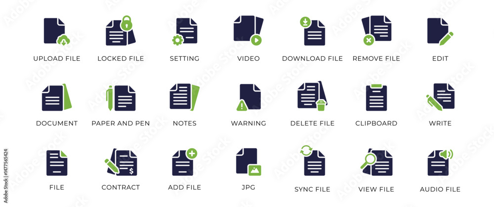 Poster this complete set of various icons includes documents, notes, folders, contracts, and many more elem