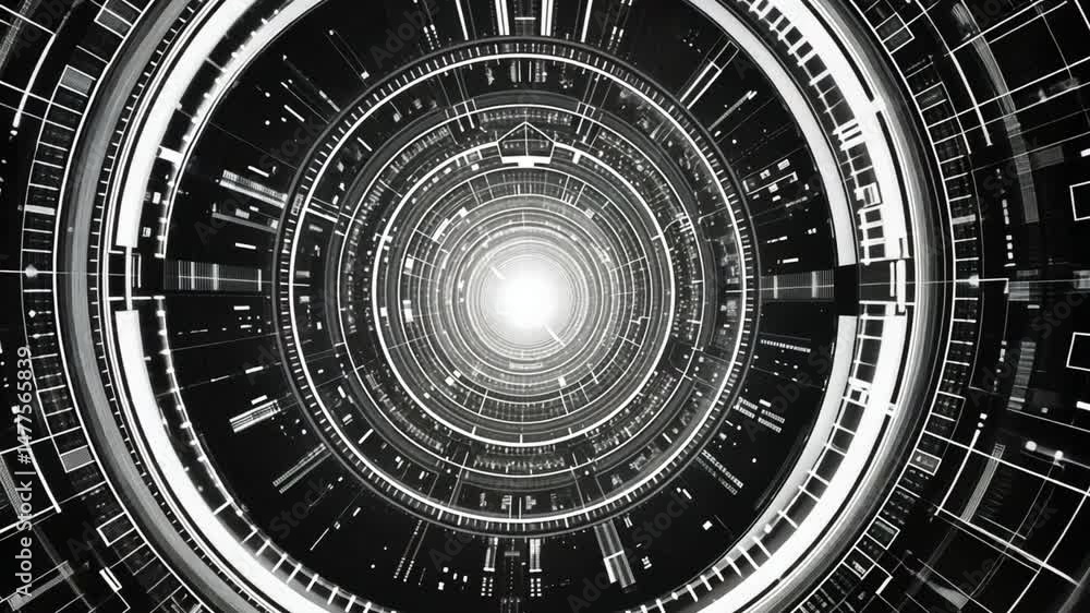 Aufkleber mesmerizing digital tunnel with concentric circles and intricate patterns, creating sense of depth a