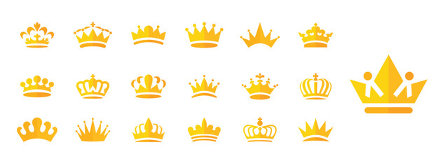 Royal crown vector icons, luxury crown gold collection