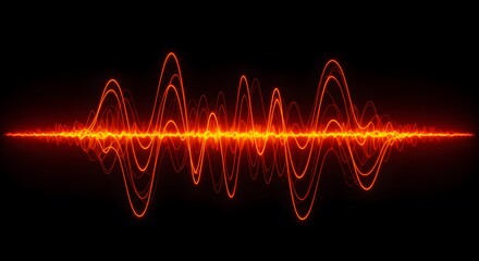 Abstract Orange and Red Sound Wave Visualization Energy, Frequency, and Amplitude