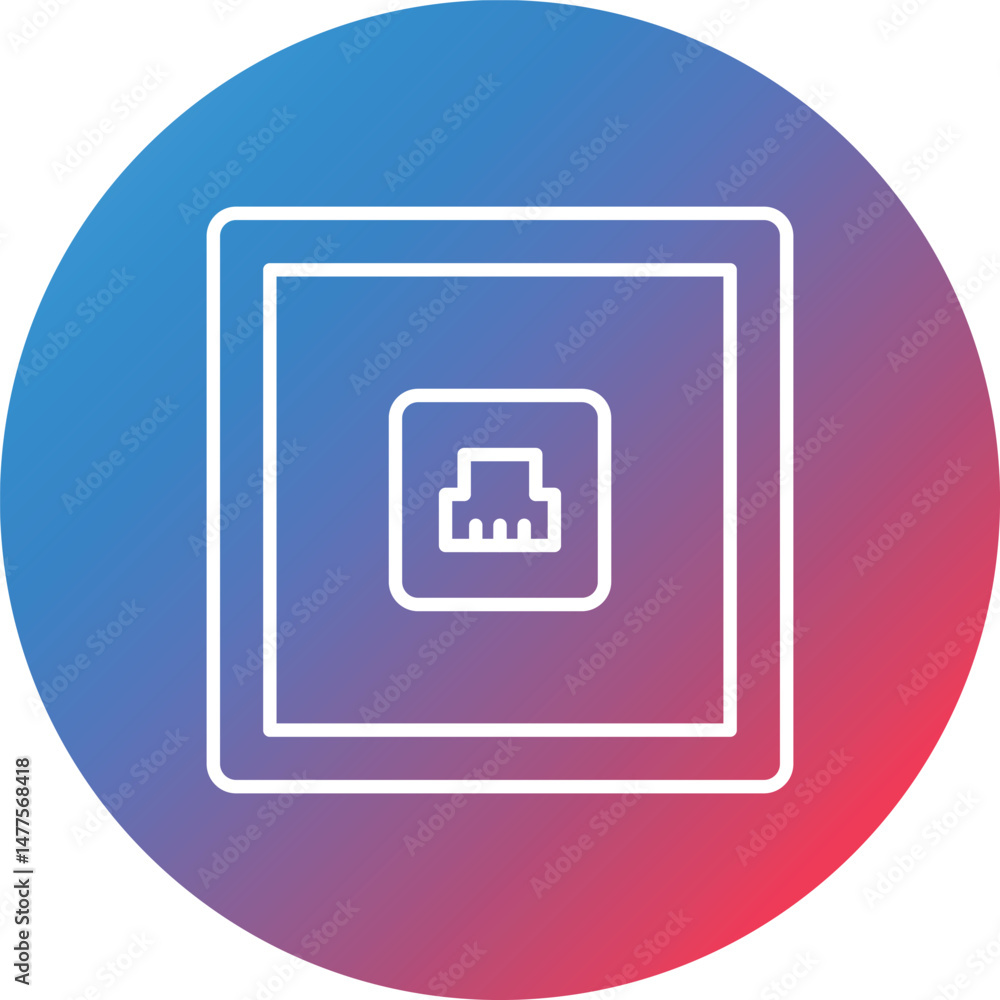 Poster telephone socket line gradient circle background icon