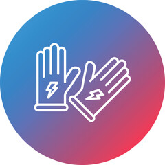 Obraz premium Electrician Gloves Line Gradient Circle Background Icon