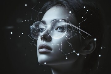 Obraz premium Digital overlay on a female face.
