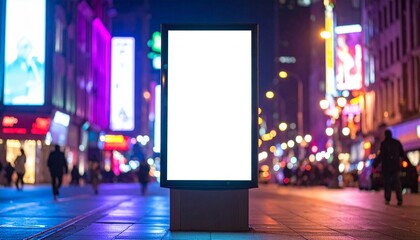 White Billboard in City - Billboard near Road in Metropolis - Highway Ad Background for Mockup and Placement for Advertisement - Blank Poster Whitebox Template - Cyberpunk, 80's, Neon, Vaporwave