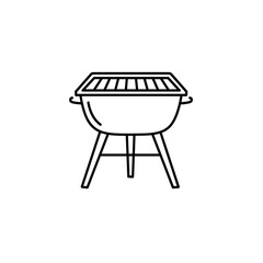 Simple line drawing of a barbecue grill on legs  