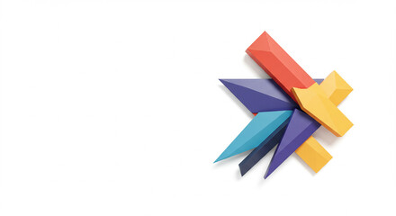 Geometric arrangement: Vibrant colorful prisms on bright clean white backdrop