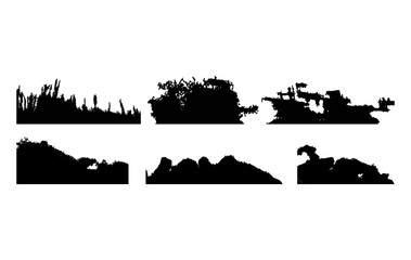 Obraz premium Collection of black silhouette landscape elements
