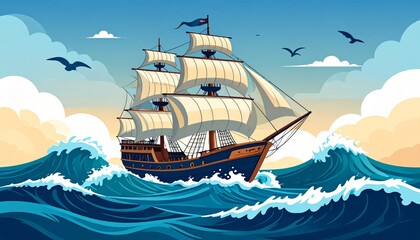 ship sailing through rough waters representing the stoic concept of enduring through life challenges