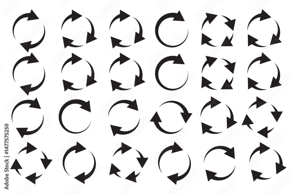 Poster circle arrow icon set , loop icon. circular arrow icon, refresh, reload. set of circle arrows rotati