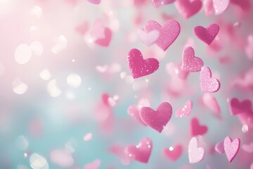 Romantic Design with a Cascade of Pink Heart Confetti