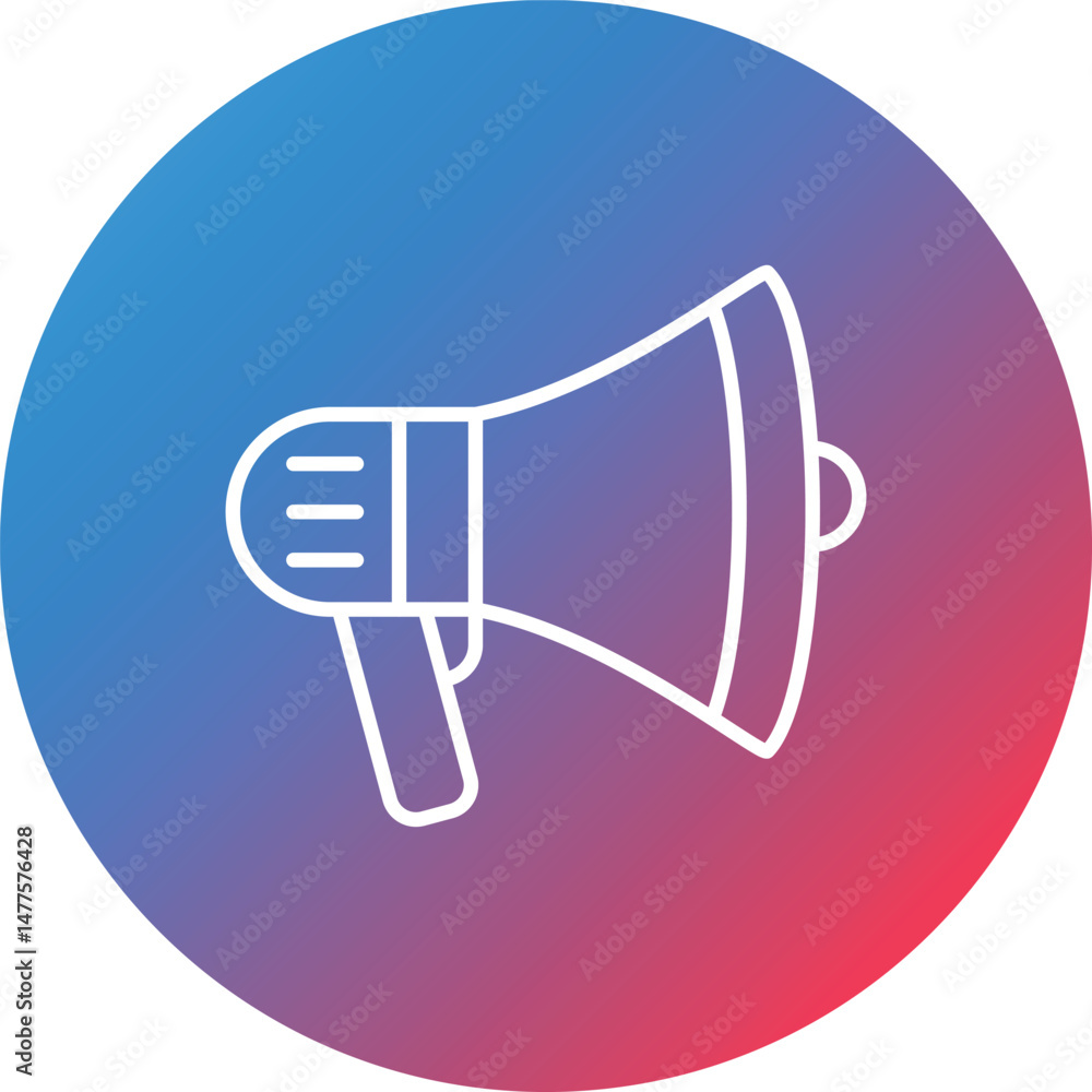 Poster megaphone line gradient circle background icon