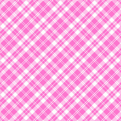 Plaid pattern with twill weave in pink and white.Tartan check seamless pattern.Vector illustration geometric background for fabric and prints.