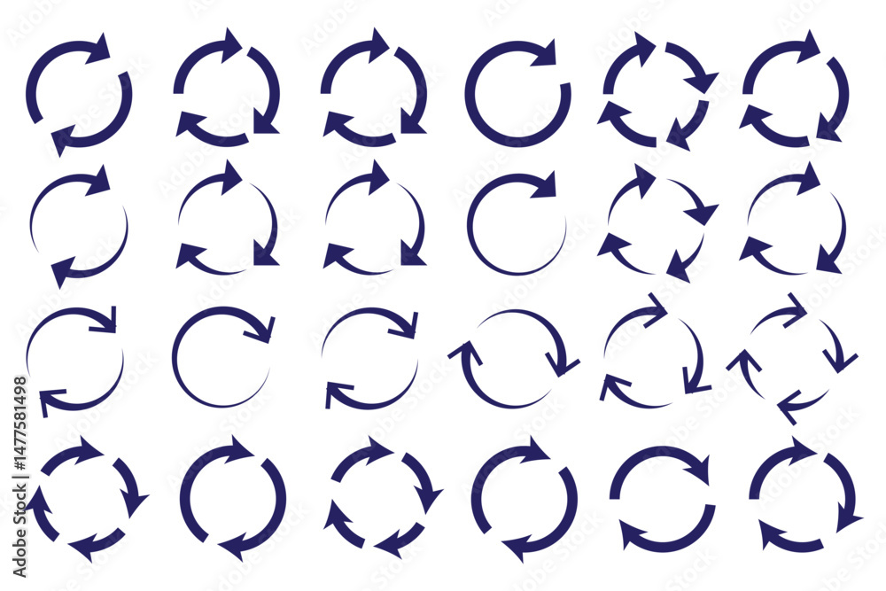 Poster refresh vector icon set black filled and outlined style. refresh, restart or reload vector symbol.