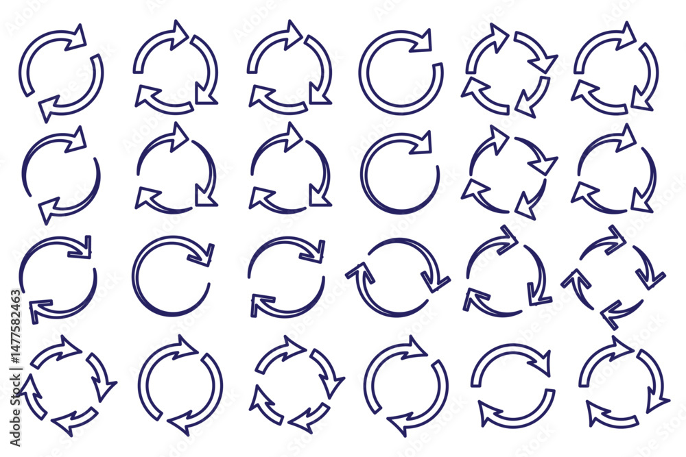 Poster circle arrow icon set. circular arrow icon, refresh, reload arrow icon symbol sign, vector illustrat