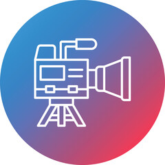 Video Camera Line Gradient Circle Background Icon