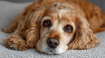 Cocker spaniel serene and soft rests peacefully