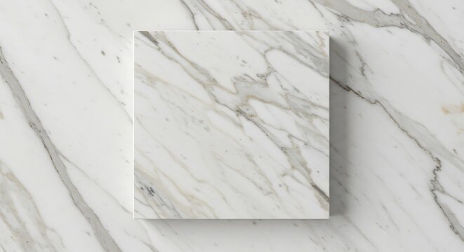 Experience the epitome of luxury with this stunning high-resolution image showcasing an elegant square white marble tile, distinguished by its intricate grey and subtle golden veining.