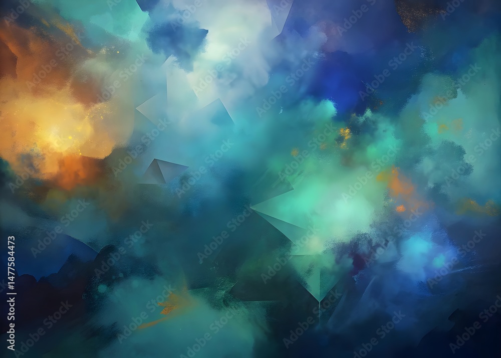 Poster vibrant abstract cloudy texture colorful shades dynamic forms