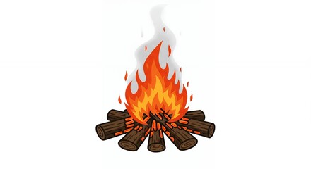 Campfire flames and logs illustration