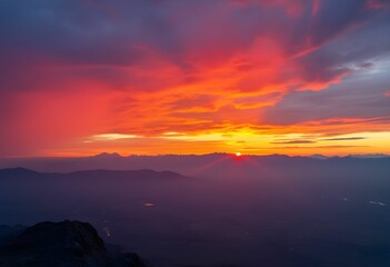 Fototapeta premium FireRainbowAboveTibetanPlateauSunsetGlow