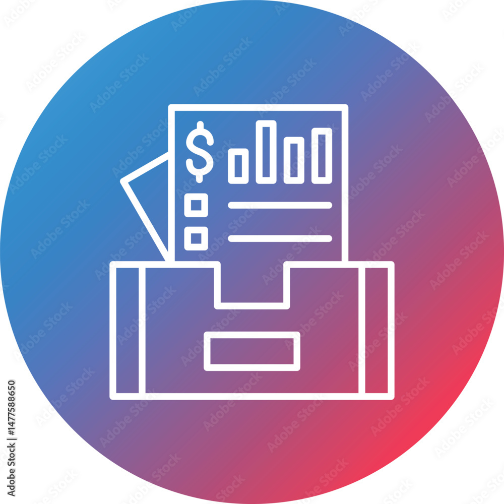 Poster documents box line gradient circle background icon
