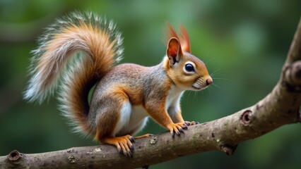 Obraz premium Squirrel Tree Branch Standing Art Picture