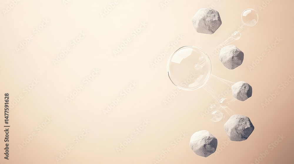 Poster material science nanomaterials concept. abstract representation of molecules on a soft background.