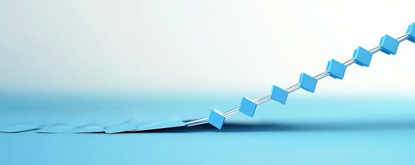 material science nanomaterials concept. Abstract blue graph with upward trend on a minimalistic background.