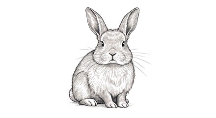 Obraz premium Gray rabbit drawing illustration