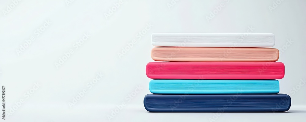 Aufkleber material science nanomaterials concept. stack of colorful books on a minimalistic background.