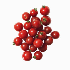 Cluster of Fresh Red Cherry Tomatoes on Purple Transparent background