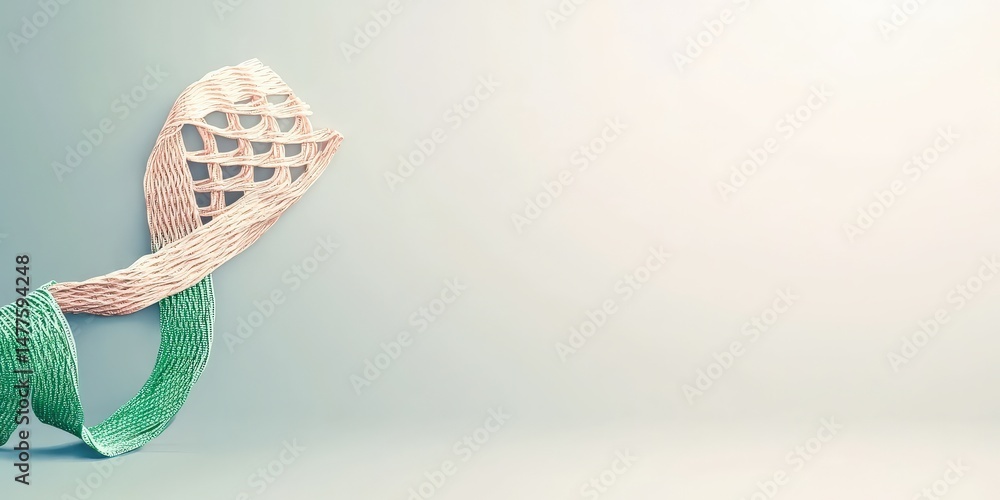 Poster material science nanomaterials concept. abstract woven design with soft colors.